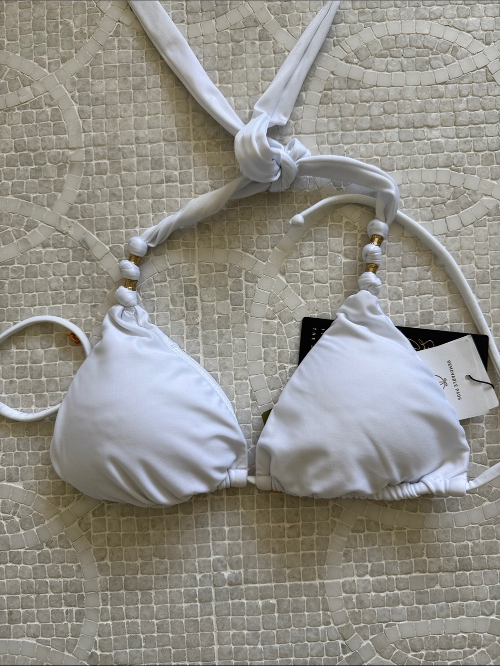 Vix by Paula Hermanny White two piece bikini with gold acccents - Picture 5 of 7